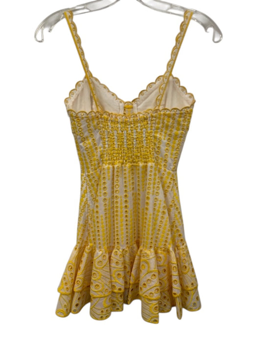 Charo Ruiz Ibiza Size XS White & yellow Cotton Blend Embroidered Eyelet Dress White & yellow / XS