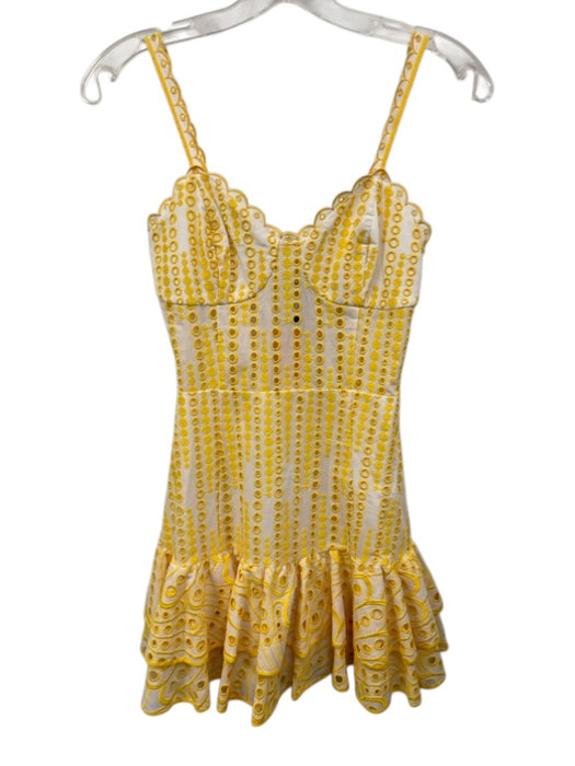 Charo Ruiz Ibiza Size XS White & yellow Cotton Blend Embroidered Eyelet Dress White & yellow / XS