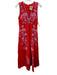 Farm Rio Size XS Red & Purple Linen Floral Sleeveless Trim Detail Dress Red & Purple / XS