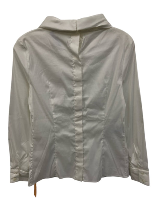 Prada Size 38 White Cotton Blend Long Sleeve foldover collar Knot Detail Top White / 38