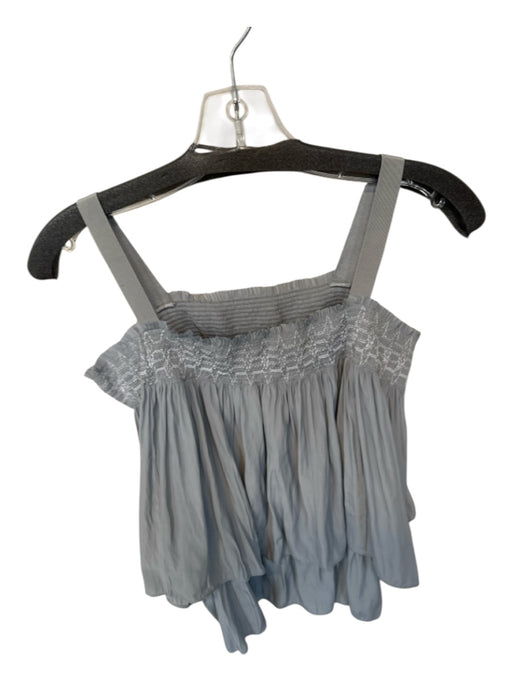 Ramy Brook Size S Gray Polyester Smocked Embroider Detailing Square Neck Top Gray / S