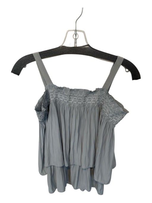 Ramy Brook Size S Gray Polyester Smocked Embroider Detailing Square Neck Top Gray / S