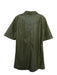 THML Size M Olive PU & polyester Vegan Leather Short Sleeve Half Button Dress Olive / M