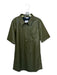 THML Size M Olive PU & polyester Vegan Leather Short Sleeve Half Button Dress Olive / M