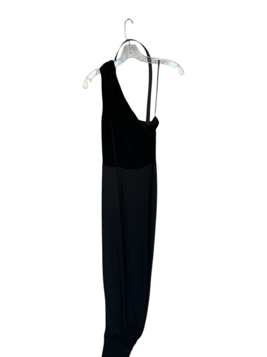 Ralph Lauren Evening Size 8 Black Polyester & Elastane Velvet One Shoulder Gown Black / 8