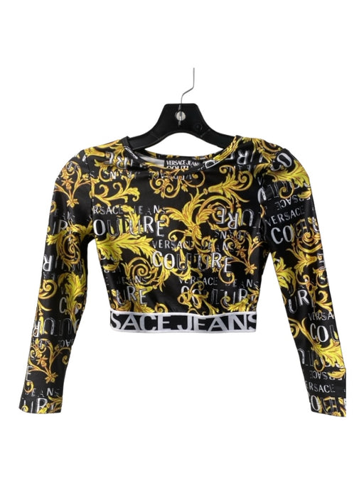 Versace Jeans Co. Size 36 Black & Yellow Polyester Round Neck Long Sleeve Top Black & Yellow / 36