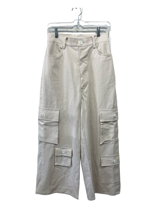 The Frankie Shop Size 2 Beige Cotton High Rise Wide Leg Cargo Pockets Jeans Beige / 2