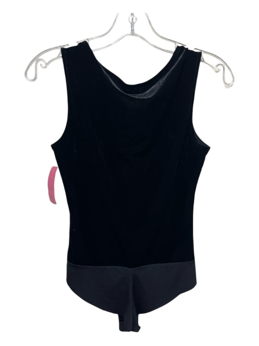 L'agence Size S Black Polyester Sleeveless Bodysuit Velvet Top Black / S