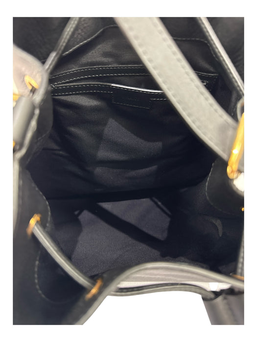 Khaite Black Leather Bucket Shoulder Strap Tote Gold Hardware Bag Black / Large