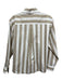 Lafayette 148 Size Small White & Taupe Cotton Long Sleeve Striped Collar Top White & Taupe / Small