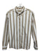 Lafayette 148 Size Small White & Taupe Cotton Long Sleeve Striped Collar Top White & Taupe / Small