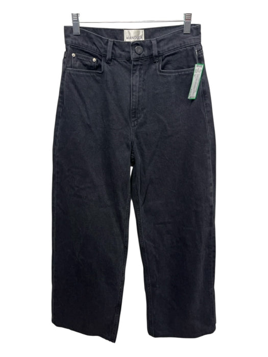 Wandler Size 26 Faded Black Cotton Denim High Rise 5 Pocket Wide Leg Jeans Faded Black / 26