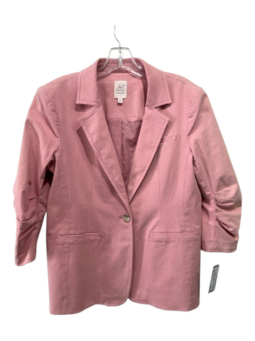 5a7 Cinq a Sept Size 10 Light Pink Cotton 1 Button Ruched Blazer Jacket Light Pink / 10