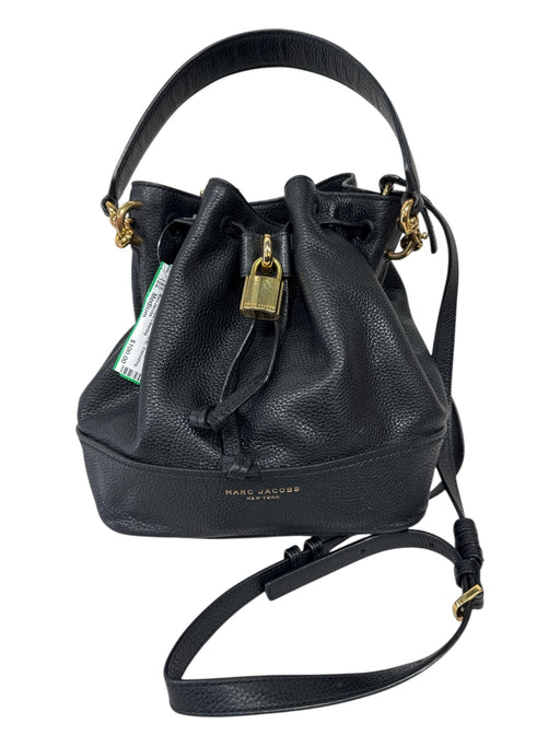 Marc Jacobs Black Pebble Leather Gold hardware Detachable Strap drawsstring Bag Black / Medium