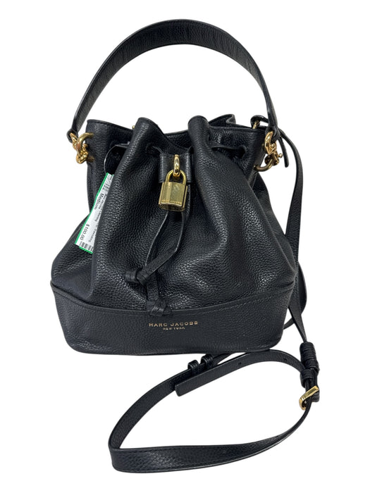 Marc Jacobs Black Pebble Leather Gold hardware Detachable Strap drawsstring Bag Black / Medium