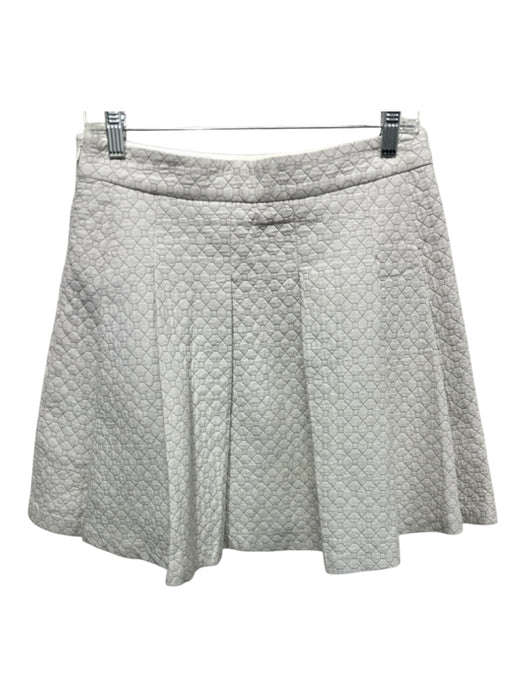 Derek Lam 10 Crosby Size 6 White Gray Cotton Side Zip Quilt Detail Pleated Skirt White Gray / 6