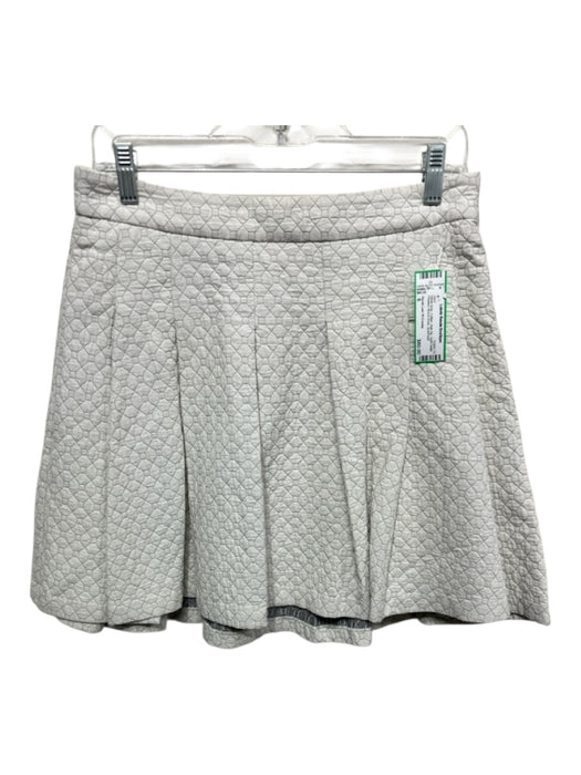 Derek Lam 10 Crosby Size 6 White Gray Cotton Side Zip Quilt Detail Pleated Skirt White Gray / 6