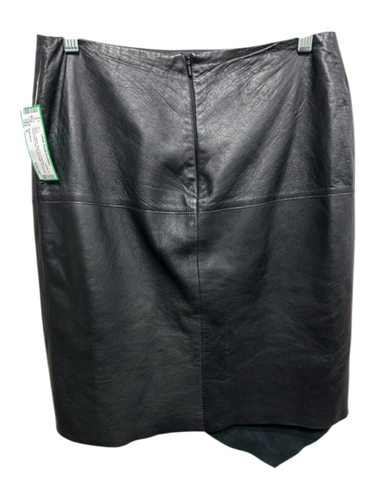 Belle Sport Size 6 Black Leather Back Zip Paneled Asymmetric Hem Skirt Black / 6