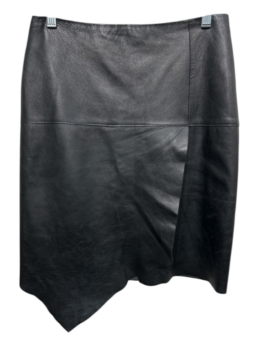 Belle Sport Size 6 Black Leather Back Zip Paneled Asymmetric Hem Skirt Black / 6
