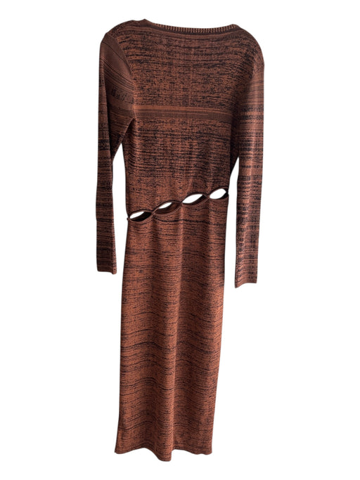Wayf Size Large Brown & Black Rayon Blend Scoop Neck Long Sleeve Maxi Dress Brown & Black / Large