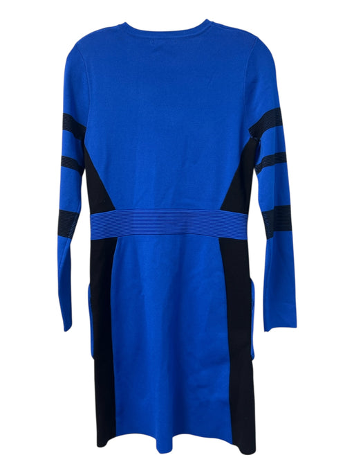 Karen Millen Size Medium Royal Blue & Black No Fabric Tag Front Half Zip Dress Royal Blue & Black / Medium