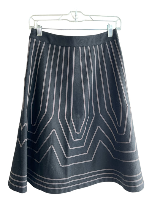 Boden Size 6 Black & Gray Wool Blend Back Zip Ribbon Detail Flare Skirt Black & Gray / 6