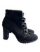 Adrienne Vittadini Shoe Size 8.5 Black Suede Back Zip Stacked Heel Booties Black / 8.5