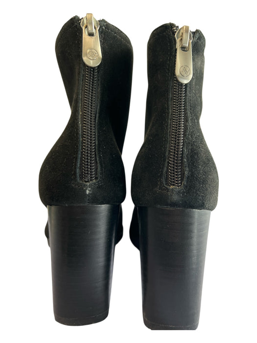Adrienne Vittadini Shoe Size 8.5 Black Suede Back Zip Stacked Heel Booties Black / 8.5