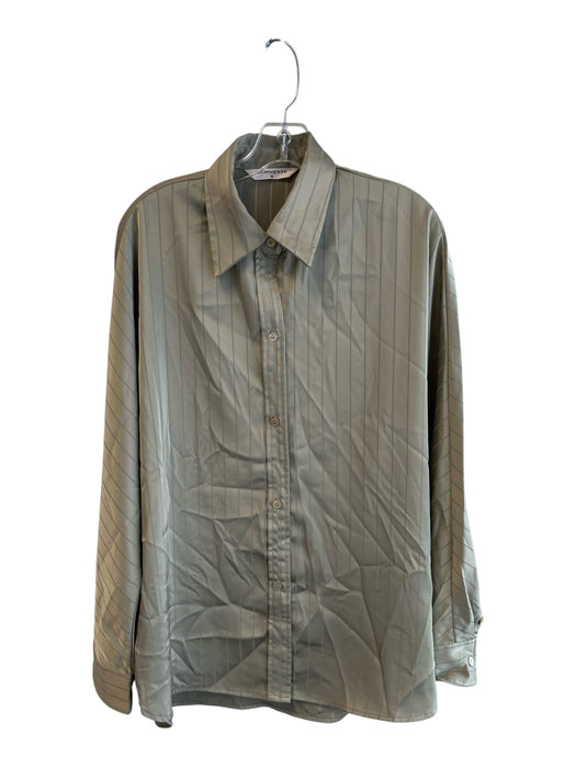 Commense Size M Green No Fabric Tag Long Sleeve Stripe Collared Button Down Top Green / M
