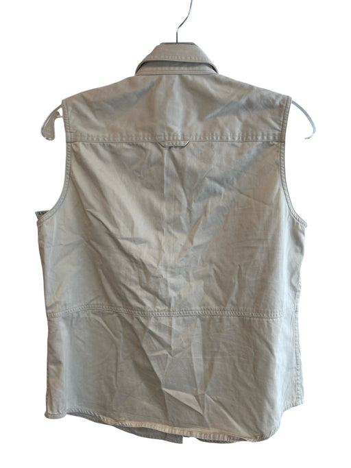 Lauren Size Medium Khaki Cotton Snap Closure Sleeveless Collar Safari Top Khaki / Medium