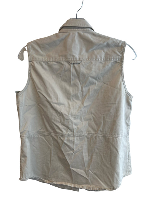 Lauren Size Medium Khaki Cotton Snap Closure Sleeveless Collar Safari Top Khaki / Medium