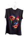 Uoozee Size Est M Black & Multi No Fabric Tag Sleeveless Back Zip high neck Top Black & Multi / Est M