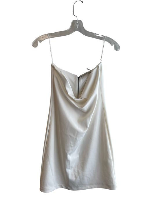 Alice & Olivia Size 8 Off White Nylon Back Zip Strapless Knee Length Dress Off White / 8