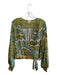 Tiny Size Small Green & Multi Rayon Long Sleeve Abstract Print Lace Detail Top Green & Multi / Small
