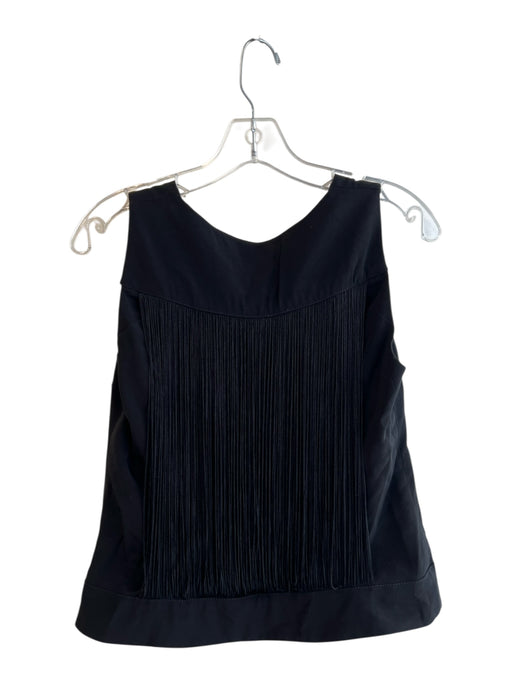 Nanette Lepore Size 6 Black Triacetate Sleeveless V Neck Strings Top Black / 6