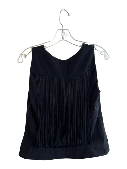 Nanette Lepore Size 6 Black Triacetate Sleeveless V Neck Strings Top Black / 6