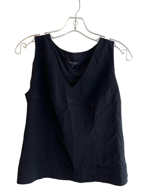 Nanette Lepore Size 6 Black Triacetate Sleeveless V Neck Strings Top Black / 6