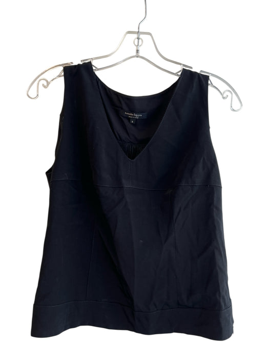 Nanette Lepore Size 6 Black Triacetate Sleeveless V Neck Strings Top Black / 6