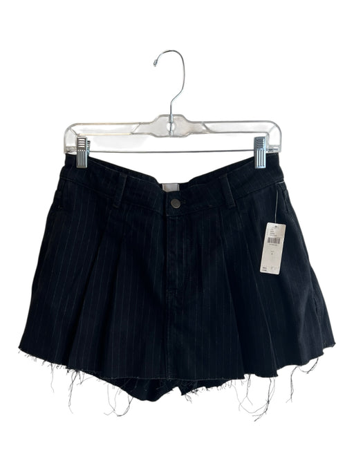 Maeve Size 6 Black Cotton Blend Pin Stripe Zip Fly pleats Mini Skort Black / 6
