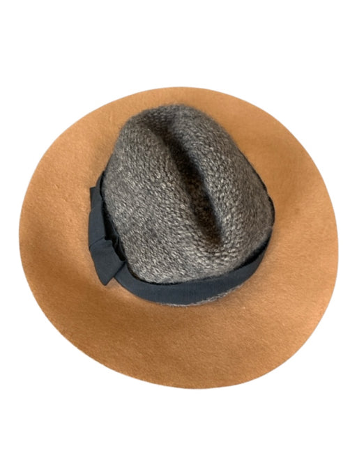 Bettina Gray & Brown Wool Blend Knit color block Hat Gray & Brown / One Size