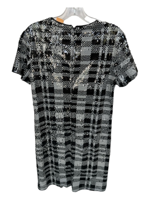 Brooks Brothers Size 10 Gray & Black Sequin Short Sleeve Checkered Dress Gray & Black / 10