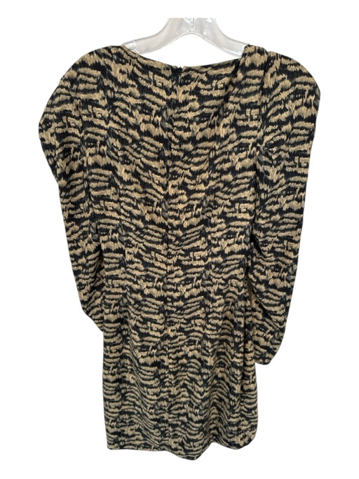 Bardot Size S Tan & black Polyester Long Sleeve Abstract Back Zip Dress Tan & black / S