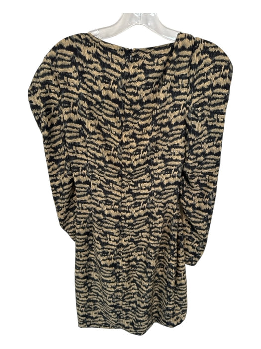 Bardot Size S Tan & black Polyester Long Sleeve Abstract Back Zip Dress Tan & black / S