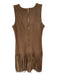 Allen Schwartz Size M Brown Vegan Suede Sleeveless Fringe Back Zip Dress Brown / M