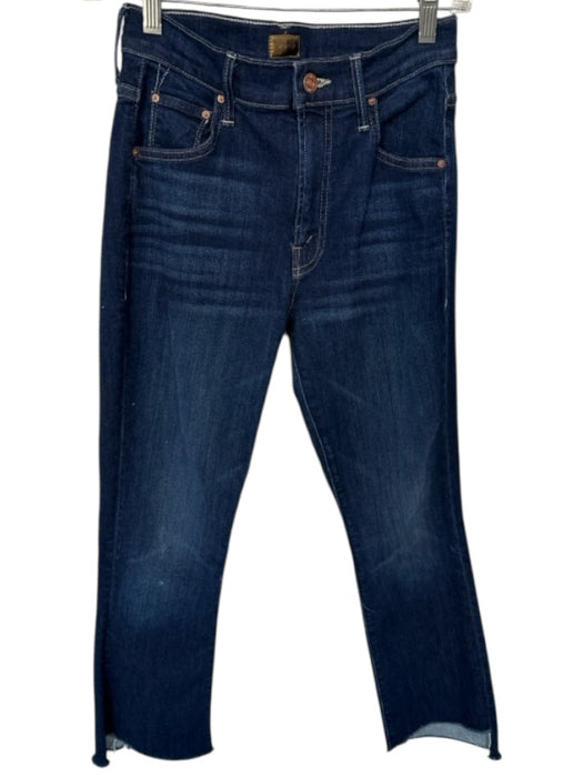 Mother Size 27 Dark Wash Cotton Blend High Rise Bootcut Raw Hem Jeans Dark Wash / 27