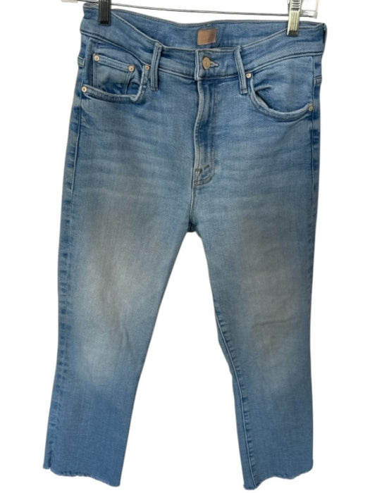 Mother Size 28 Light Wash Cotton Blend High Waist Bootcut Raw Hem Jeans Light Wash / 28
