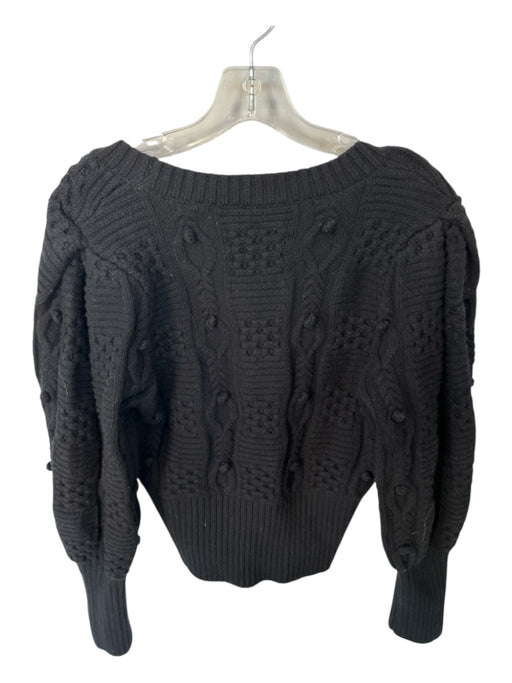 Sea New York Size M Black Merino Wool Long Balloon Sleeve Cable Knit Sweater Black / M