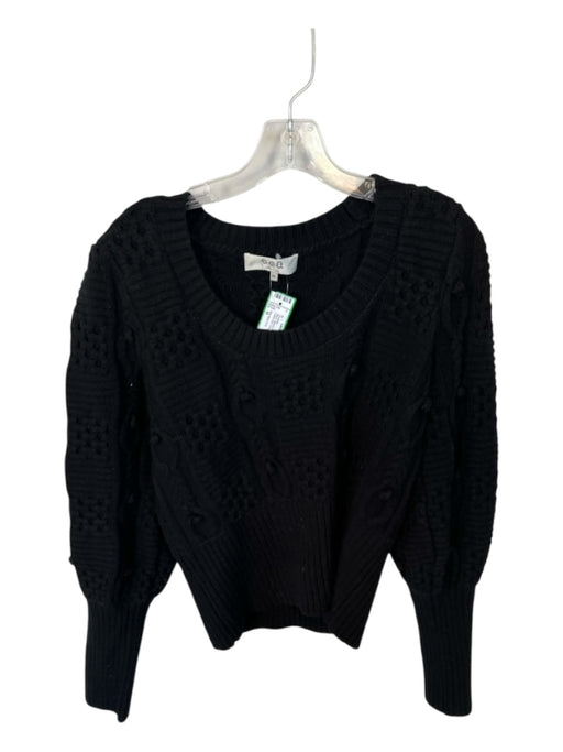 Sea New York Size M Black Merino Wool Long Balloon Sleeve Cable Knit Sweater Black / M