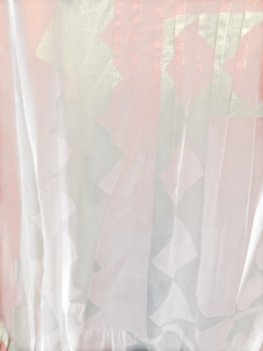 Sea New York Size M Pink & Tan Cotton Long Sleeve Quilted Buttons Ruffle Dress Pink & Tan / M