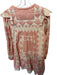 Sea New York Size M Pink & Tan Cotton Long Sleeve Quilted Buttons Ruffle Dress Pink & Tan / M